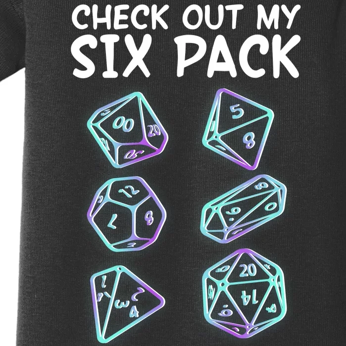 Check Out My Six Pack DND Dice Dungeons And Dragons Baby Bodysuit