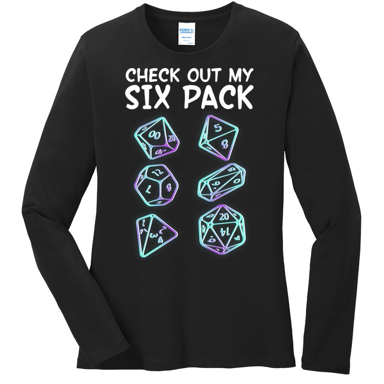 Check Out My Six Pack DND Dice Dungeons And Dragons Ladies Missy Fit Long Sleeve Shirt