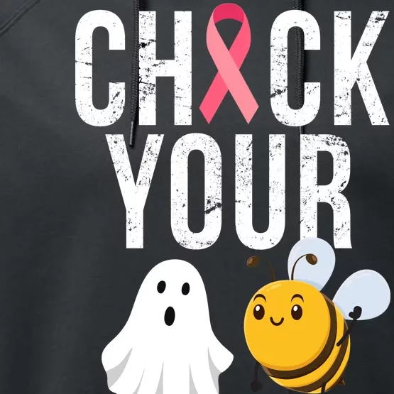 Check Your Boo Bees Breast Cancer Halloween Performance Fleece Hoodie