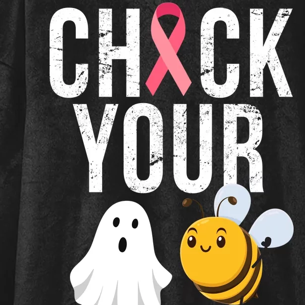 Check Your Boo Bees Breast Cancer Halloween Hooded Wearable Blanket