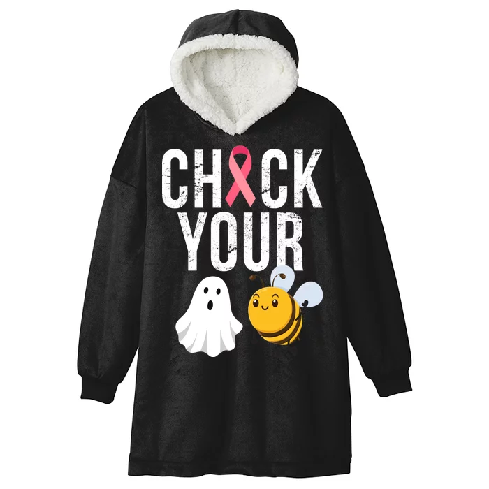 Check Your Boo Bees Breast Cancer Halloween Hooded Wearable Blanket