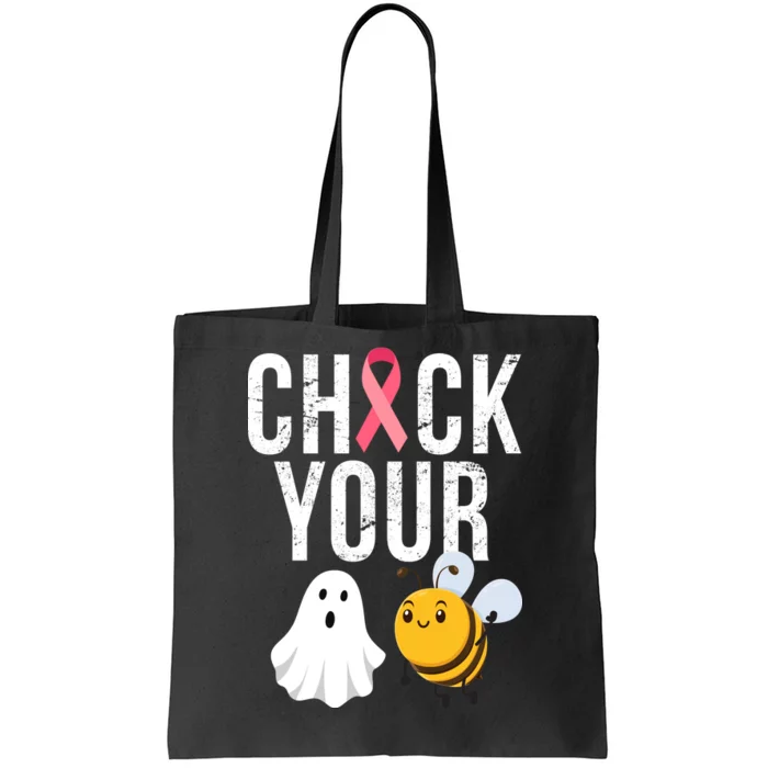 Check Your Boo Bees Breast Cancer Halloween Tote Bag