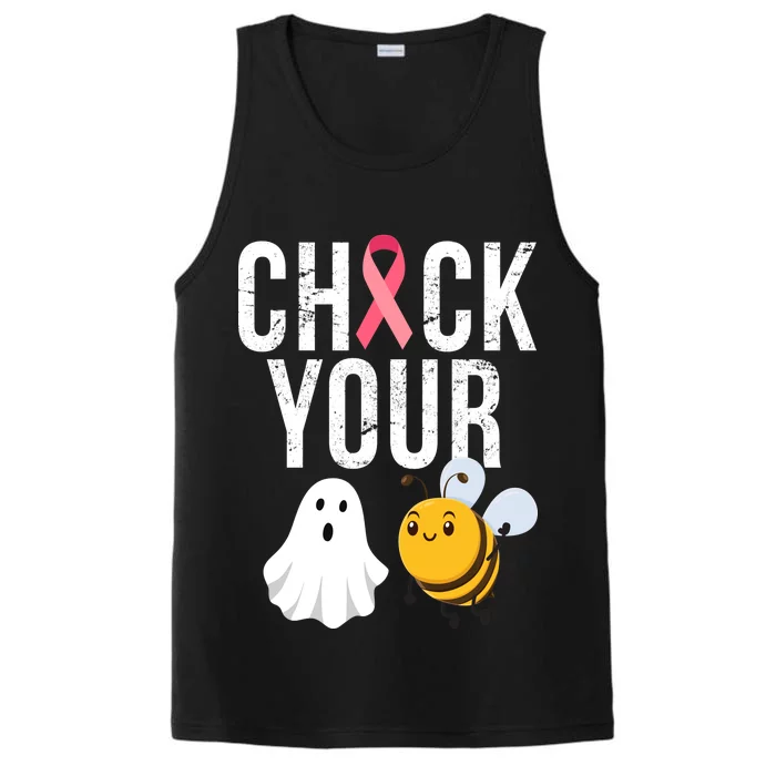 Check Your Boo Bees Breast Cancer Halloween Performance Tank