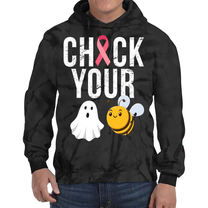 Check Your Boo Bees Breast Cancer Halloween Tie Dye Hoodie