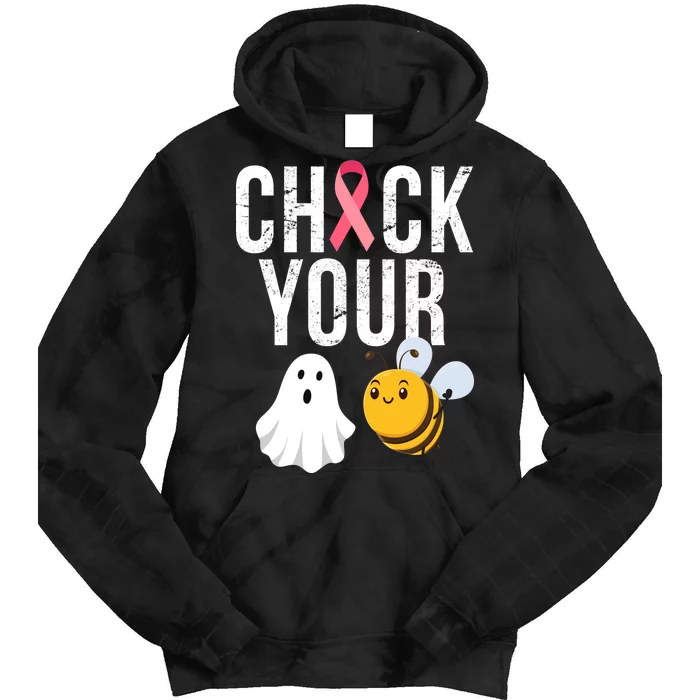 Check Your Boo Bees Breast Cancer Halloween Tie Dye Hoodie