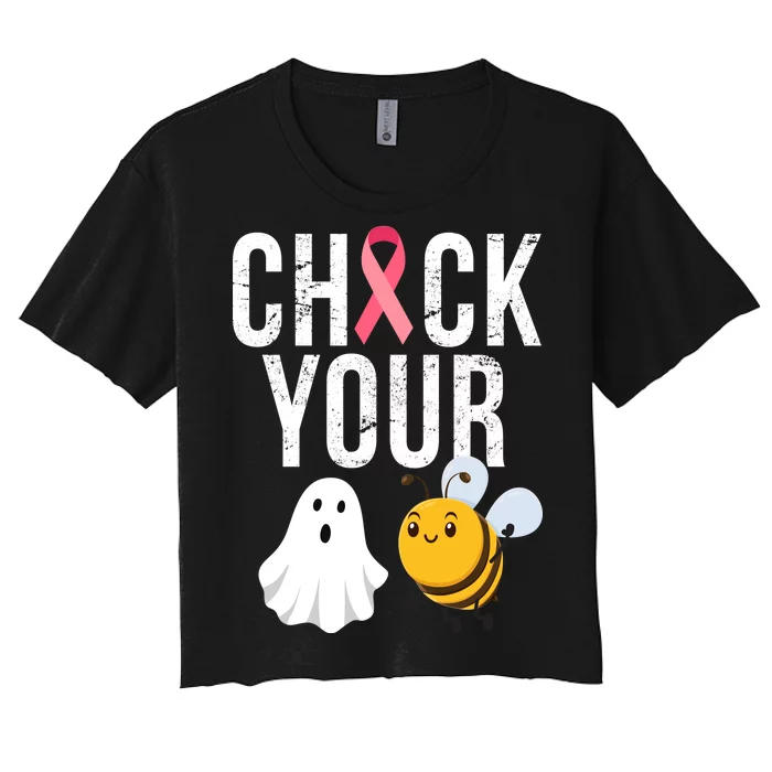 Check Your Boo Bees Breast Cancer Halloween Women's Crop Top Tee