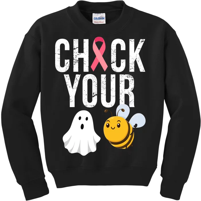 Check Your Boo Bees Breast Cancer Halloween Kids Sweatshirt