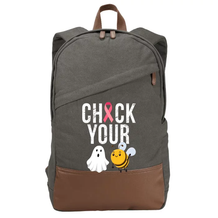 Check Your Boo Bees Breast Cancer Halloween Cotton Canvas Backpack