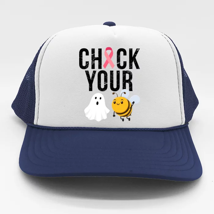 Check Your Boo Bees Breast Cancer Halloween Trucker Hat