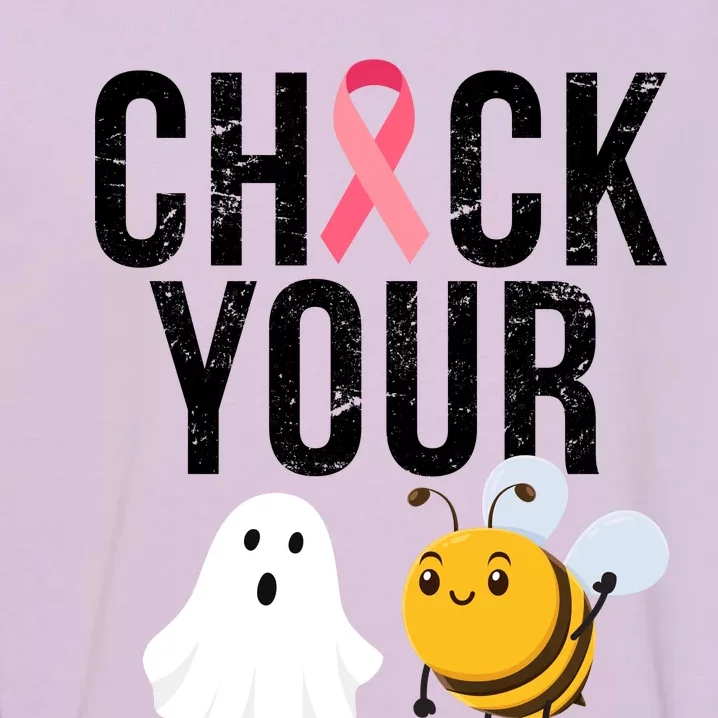 Check Your Boo Bees Breast Cancer Halloween Garment-Dyed Sweatshirt