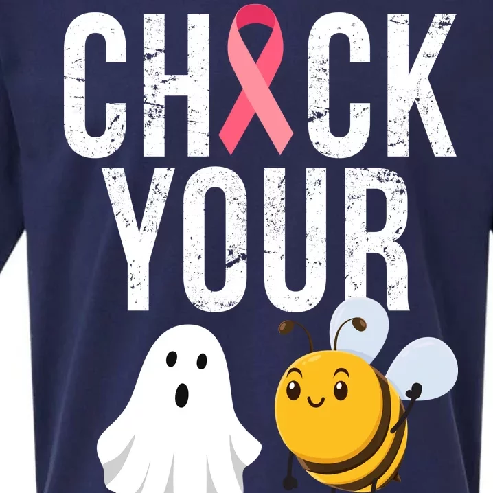 Check Your Boo Bees Breast Cancer Halloween Sueded Cloud Jersey T-Shirt