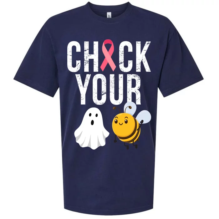 Check Your Boo Bees Breast Cancer Halloween Sueded Cloud Jersey T-Shirt