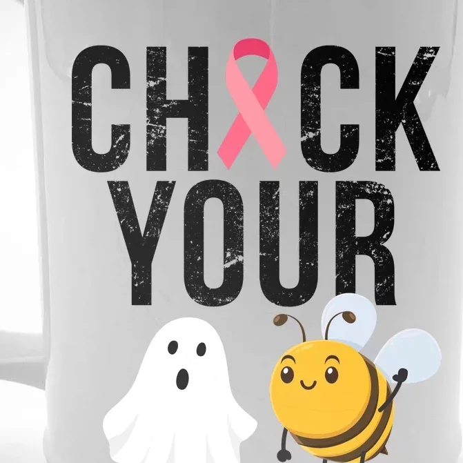 Check Your Boo Bees Breast Cancer Halloween Front & Back Beer Stein