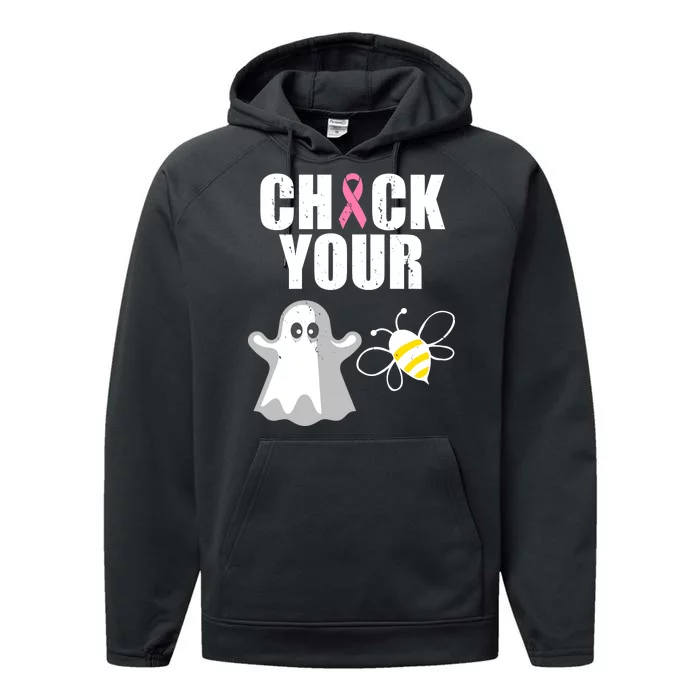 Check Your Boobies Breast Cancer Halloween Performance Fleece Hoodie