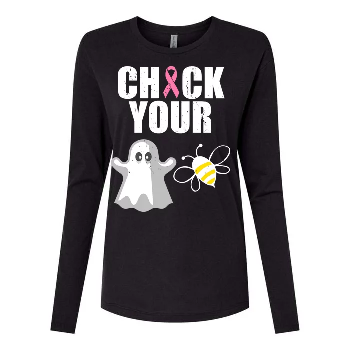 Check Your Boobies Breast Cancer Halloween Womens Cotton Relaxed Long Sleeve T-Shirt