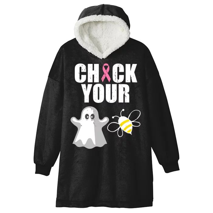 Check Your Boobies Breast Cancer Halloween Hooded Wearable Blanket