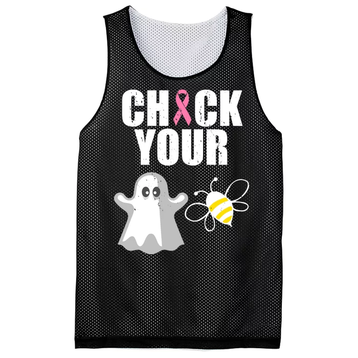 Check Your Boobies Breast Cancer Halloween Mesh Reversible Basketball Jersey Tank