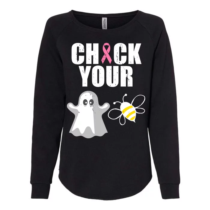 Check Your Boobies Breast Cancer Halloween Womens California Wash Sweatshirt