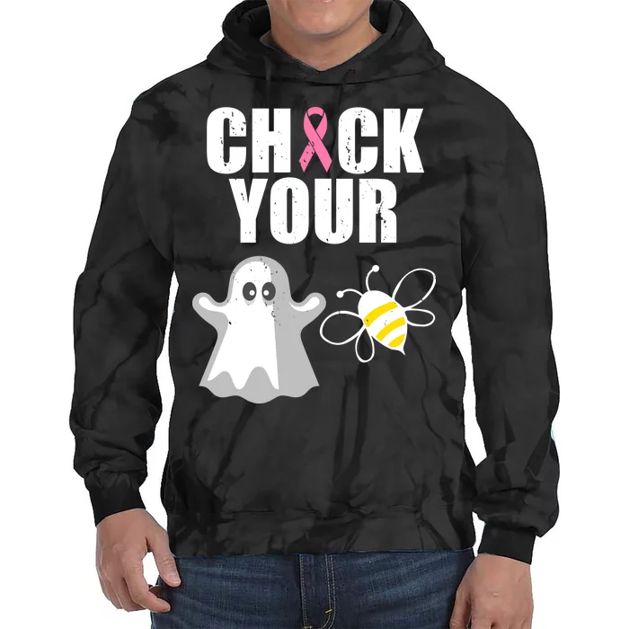 Check Your Boobies Breast Cancer Halloween Tie Dye Hoodie