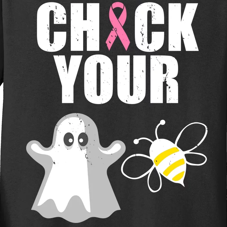 Check Your Boobies Breast Cancer Halloween Kids Long Sleeve Shirt