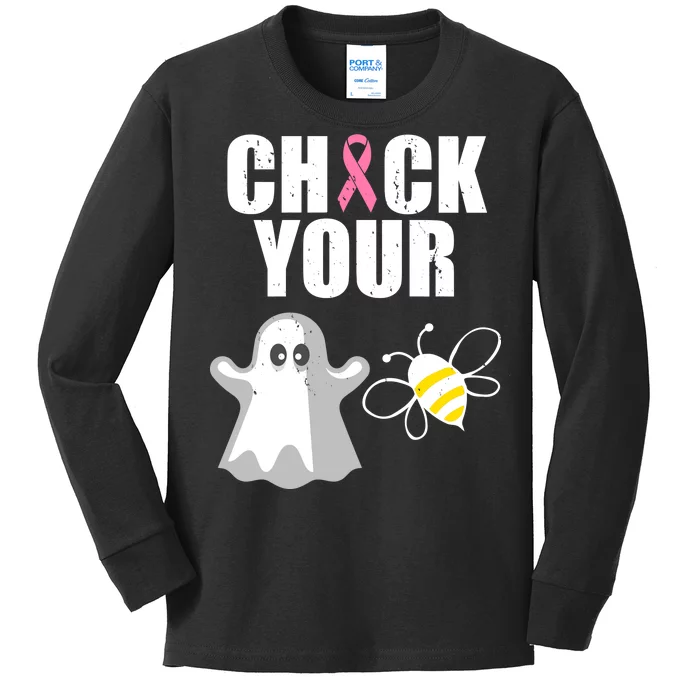 Check Your Boobies Breast Cancer Halloween Kids Long Sleeve Shirt