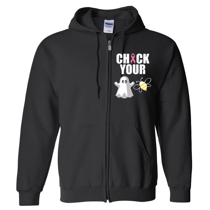 Check Your Boobies Breast Cancer Halloween Full Zip Hoodie