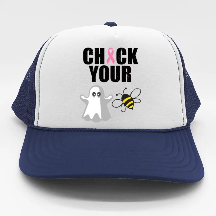 Check Your Boobies Breast Cancer Halloween Trucker Hat