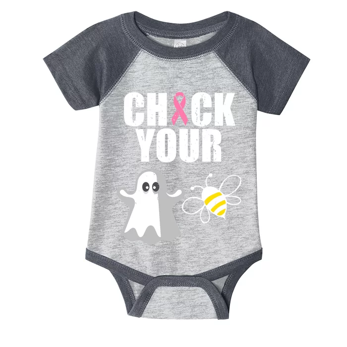 Check Your Boobies Breast Cancer Halloween Infant Baby Jersey Bodysuit