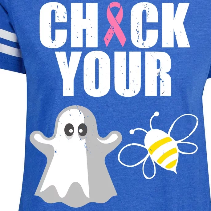 Check Your Boobies Breast Cancer Halloween Enza Ladies Jersey Football T-Shirt