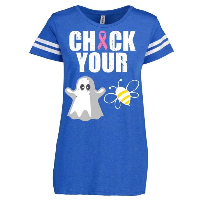 Check Your Boobies Breast Cancer Halloween Enza Ladies Jersey Football T-Shirt