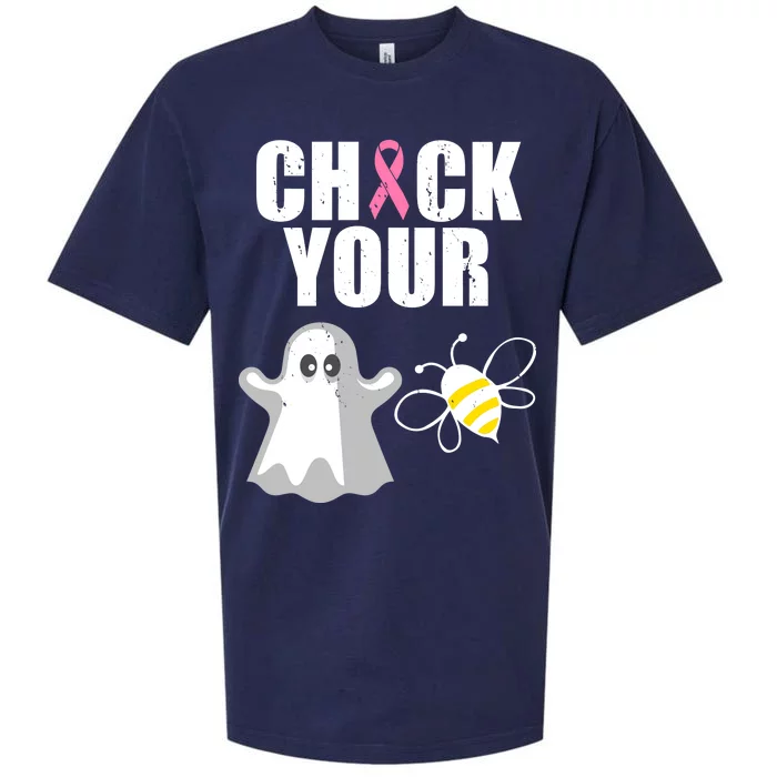 Check Your Boobies Breast Cancer Halloween Sueded Cloud Jersey T-Shirt