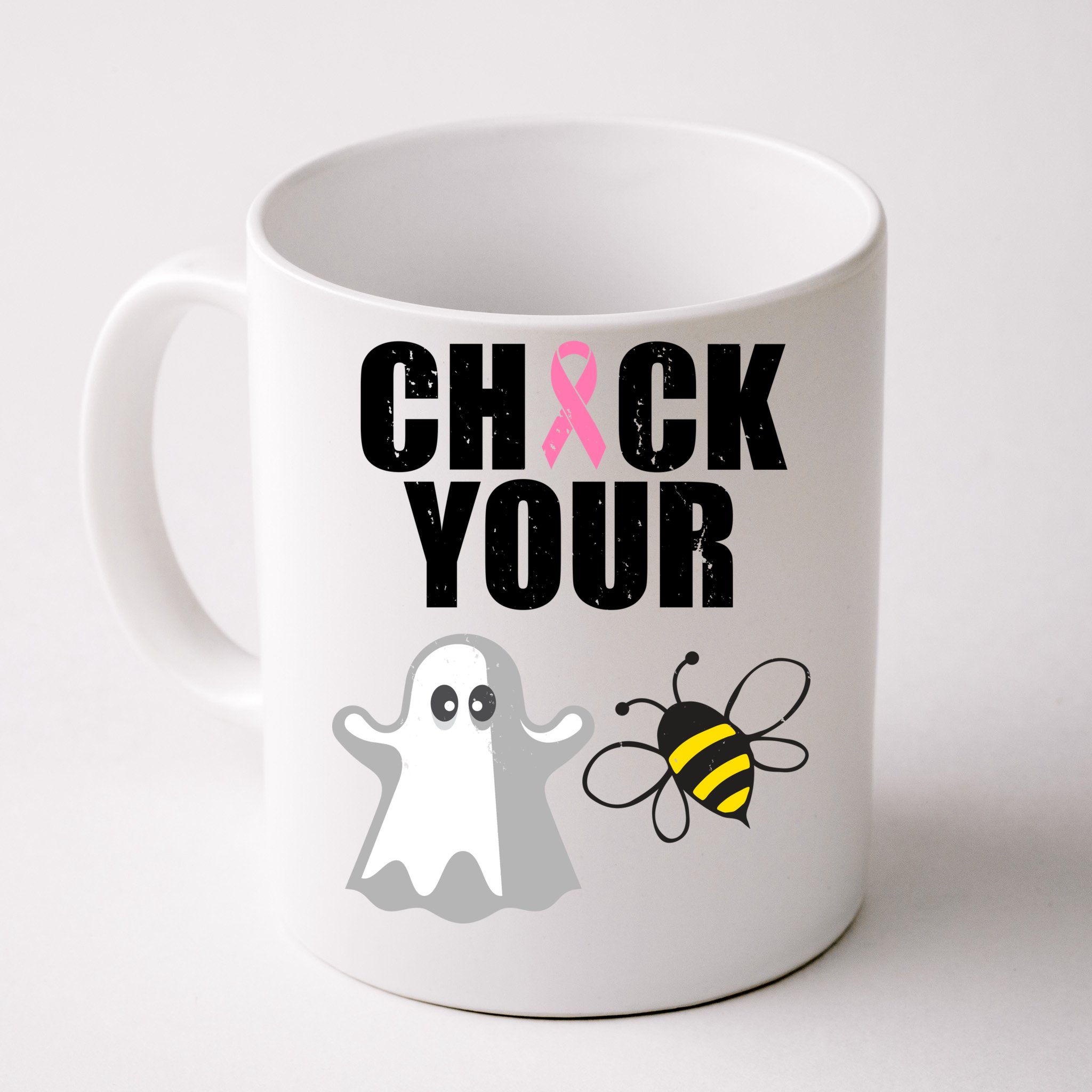 Check Your Boobies Breast Cancer Halloween Front & Back Coffee Mug |  TeeShirtPalace