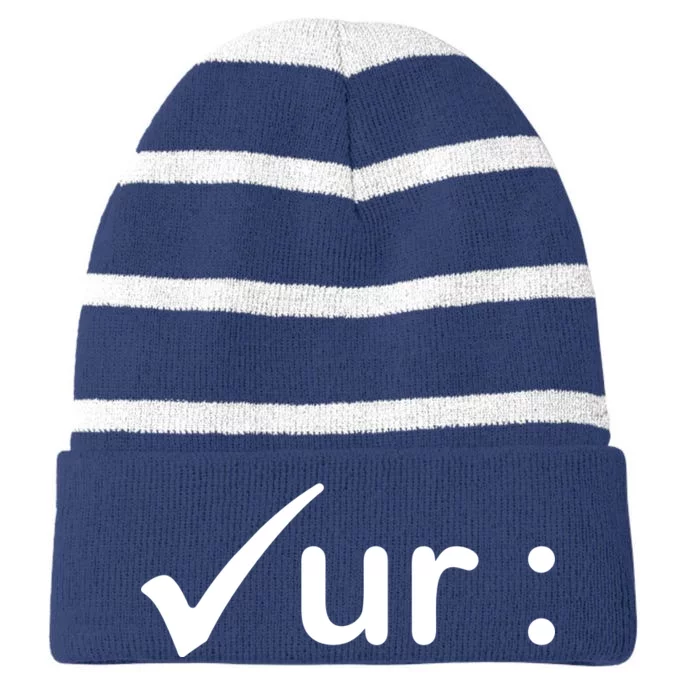 Check Your Colon Cancer Awareness Striped Beanie with Solid Band