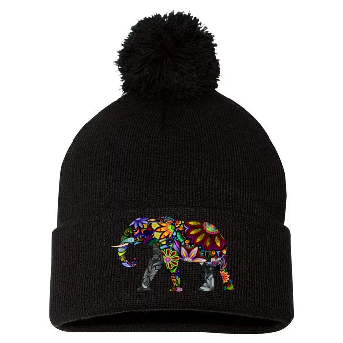 Cheerful Elephant Pom Pom 12in Knit Beanie