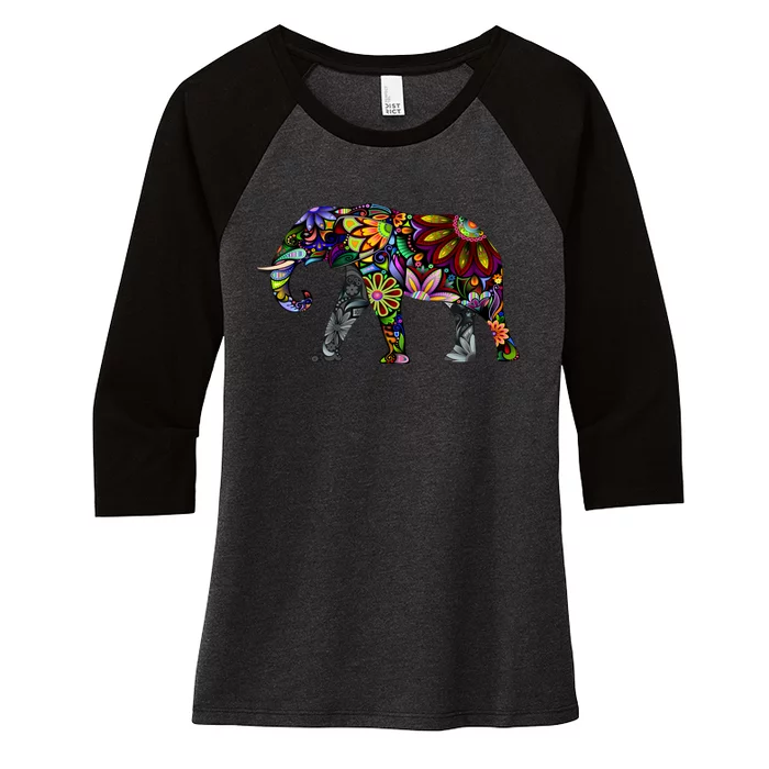 Cheerful Elephant Women's Tri-Blend 3/4-Sleeve Raglan Shirt