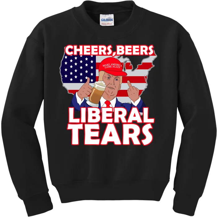 Cheers Beers Liberal Tears Pro Trump Kids Sweatshirt