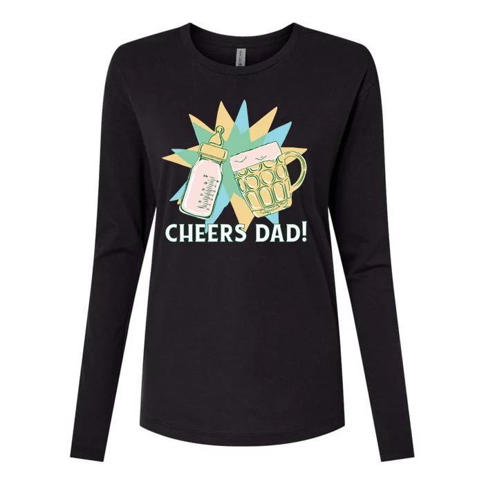 Cheers Dad Bottle And Beer Womens Cotton Relaxed Long Sleeve T-Shirt