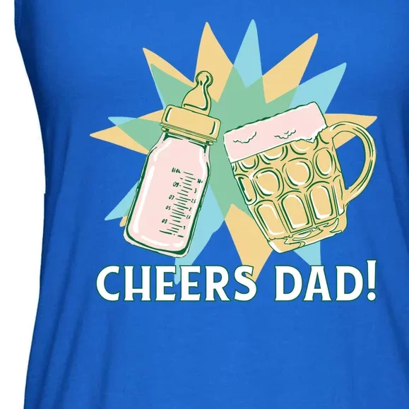 Cheers Dad Bottle And Beer Ladies Essential Flowy Tank