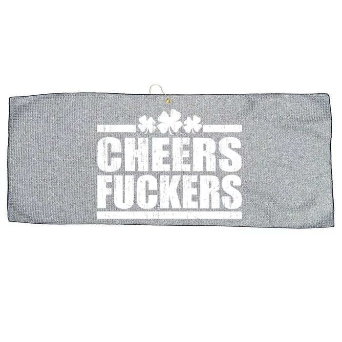 Cheers Fuckers Funny St. Patrick's Day Large Microfiber Waffle Golf Towel