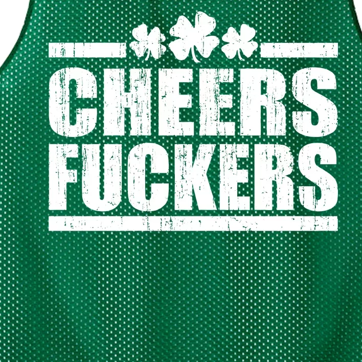 Cheers Fuckers Funny St. Patrick's Day Mesh Reversible Basketball Jersey Tank