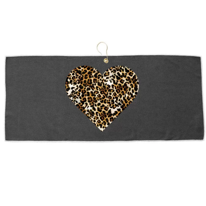 Cheetah Print Heart Large Microfiber Waffle Golf Towel