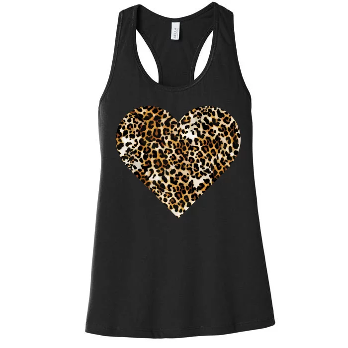 Cheetah Print Heart Women's Racerback Tank