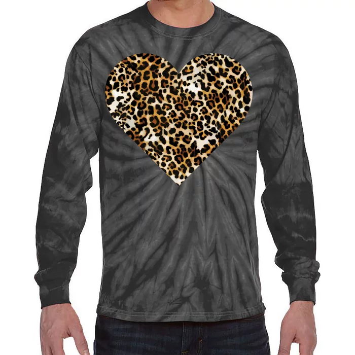 Cheetah Print Heart Tie-Dye Long Sleeve Shirt