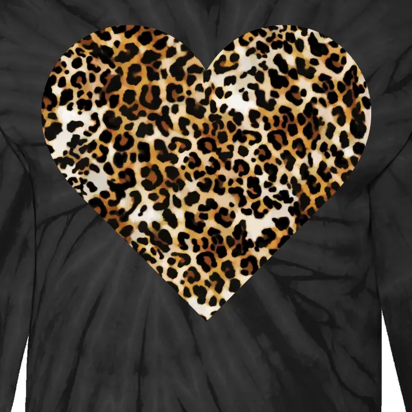 Cheetah Print Heart Tie-Dye Long Sleeve Shirt