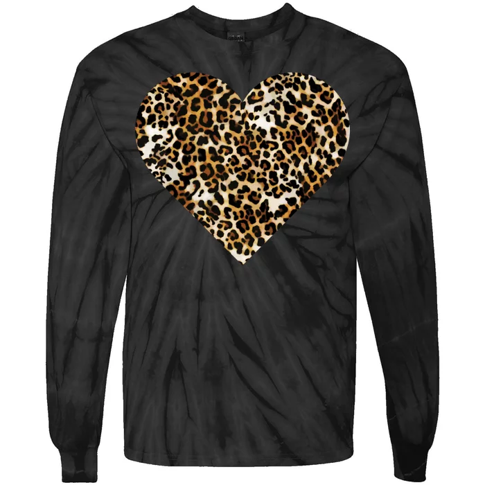 Cheetah Print Heart Tie-Dye Long Sleeve Shirt