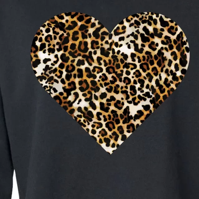 Cheetah Print Heart Cropped Pullover Crew