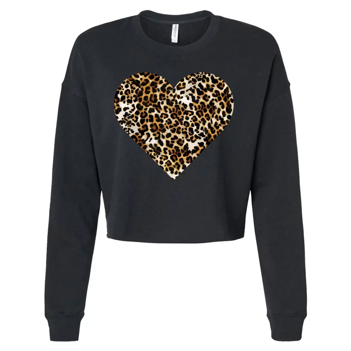 Cheetah Print Heart Cropped Pullover Crew