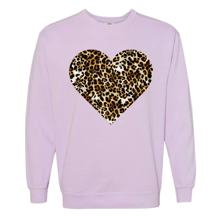 Cheetah Print Heart Garment-Dyed Sweatshirt