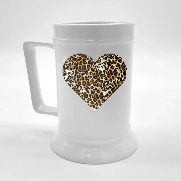 Cheetah Print Heart Front & Back Beer Stein