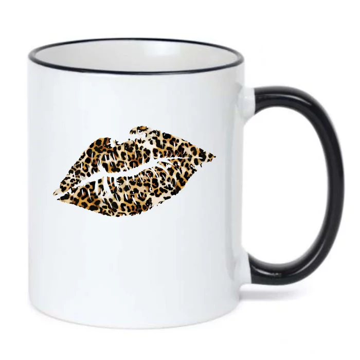 Cheetah Print Skinned Lips Black Color Changing Mug